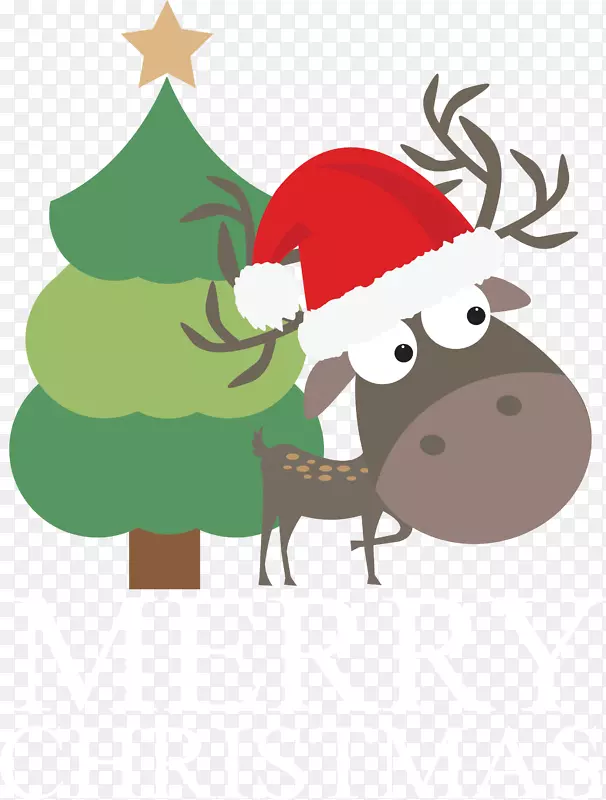 矢量图戴着圣诞帽的鹿