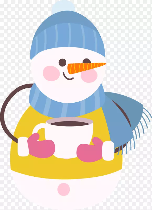 喝咖啡的可爱雪人