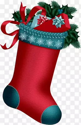 红色圣诞袜子蝴蝶结礼物