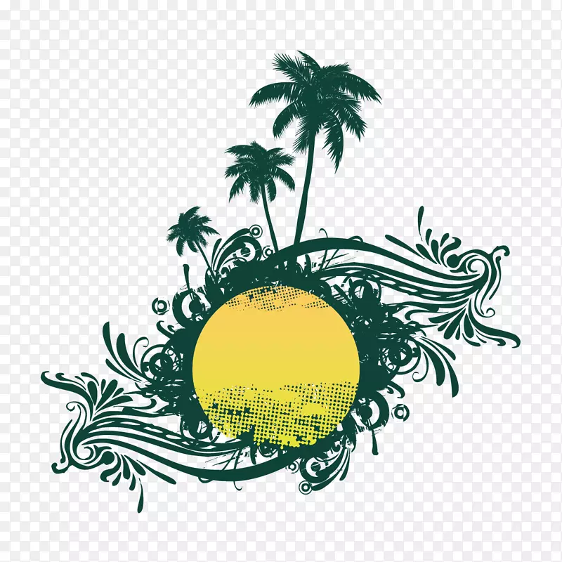 创意图案和椰子树