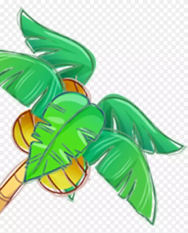 卡通绿色手绘椰子树装饰图案