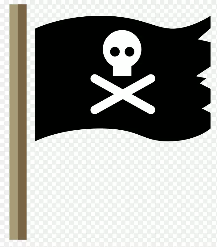 黑色木质旗杆海盗旗
