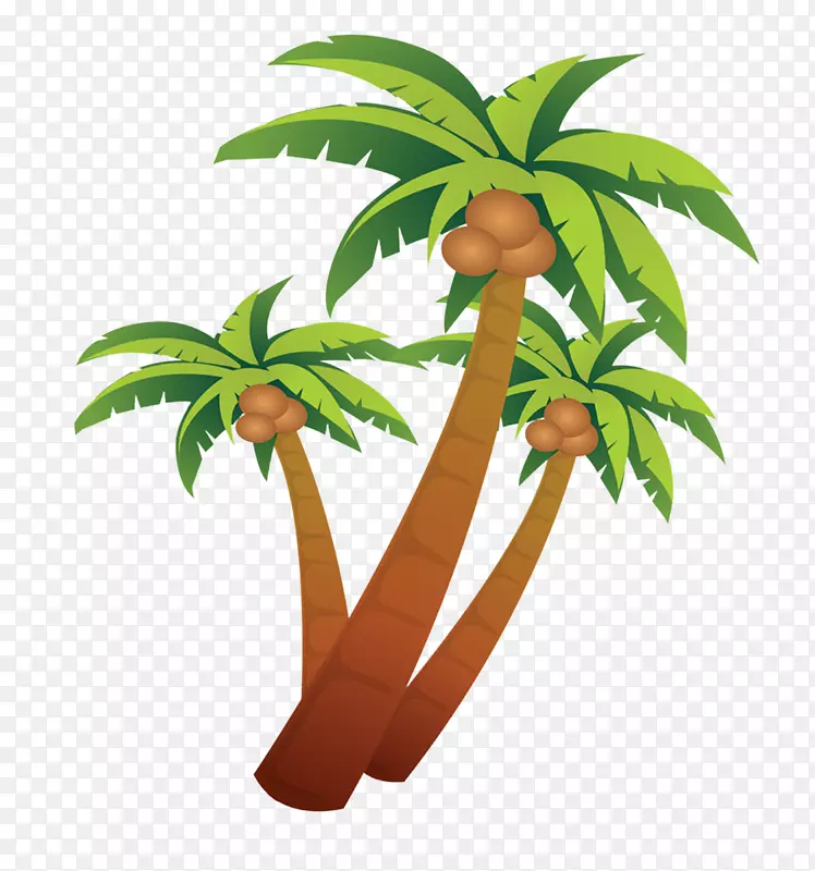 棕色卡通椰子树装饰图案