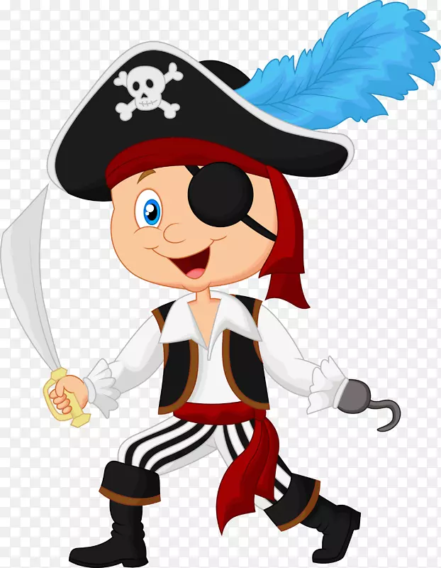 卡通风格手绘海盗人物矢量元素