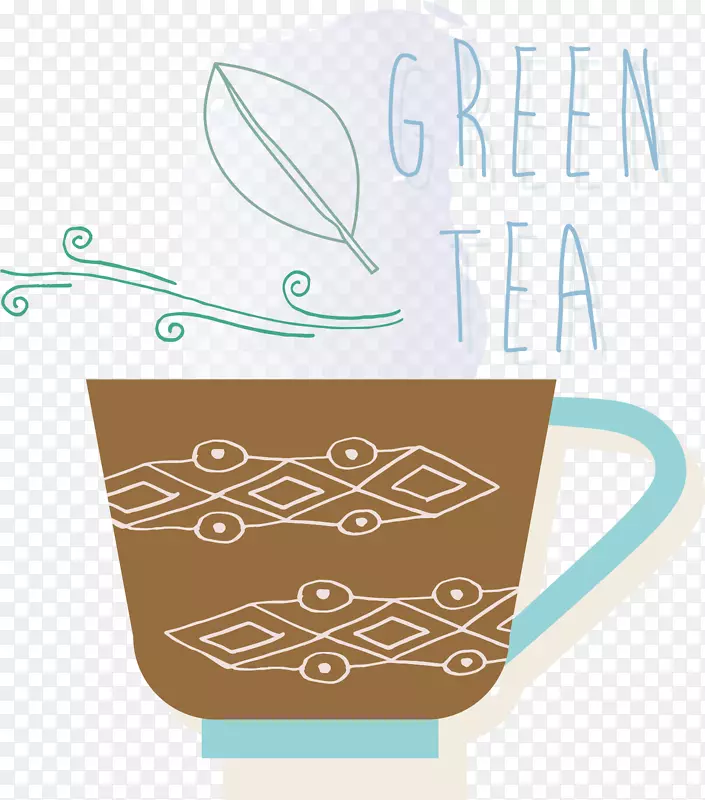 矢量图卡通绿茶茶杯
