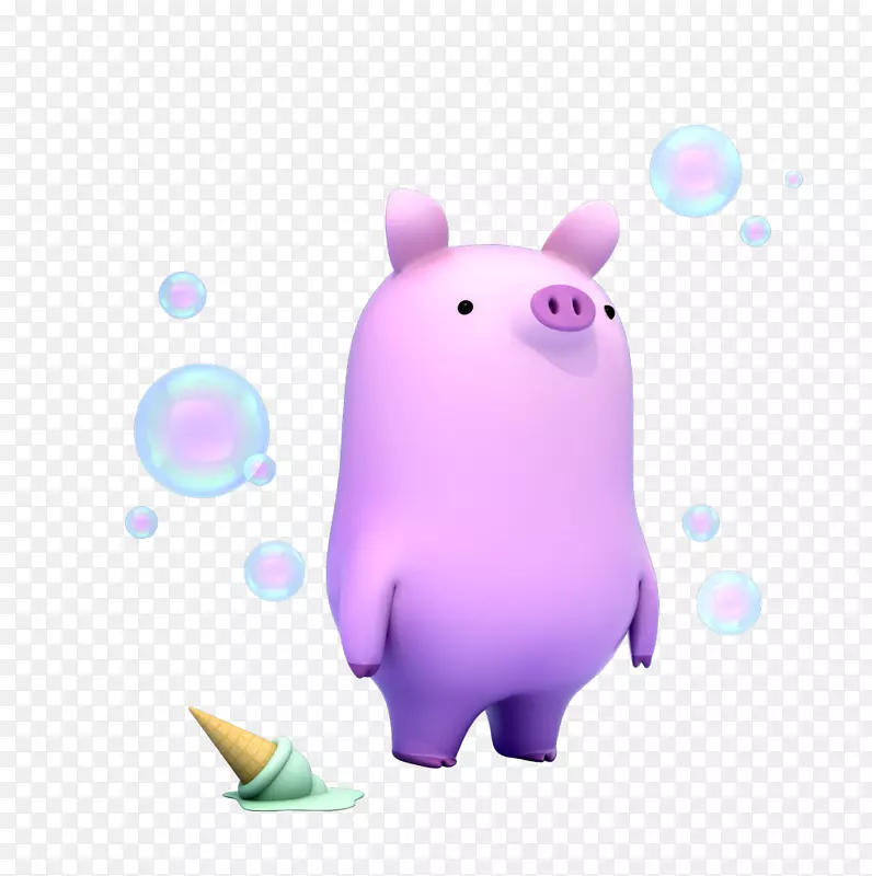 紫色幽怨立体小猪