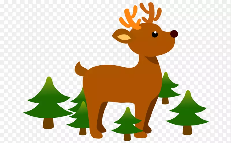 卡通手绘褐色站立森林小鹿