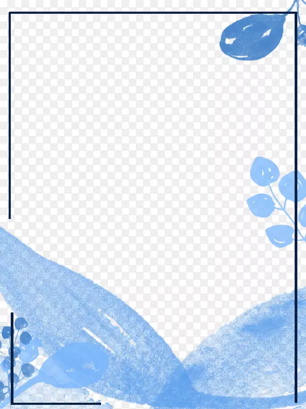 创意小清新蓝色花卉海报边框装饰