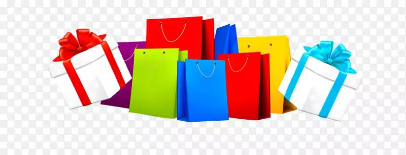 一堆彩色购物袋装饰素材