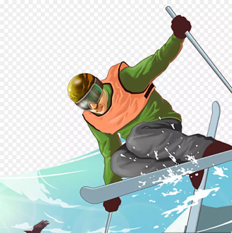 冬季旅游滑雪极限运动卡通插图