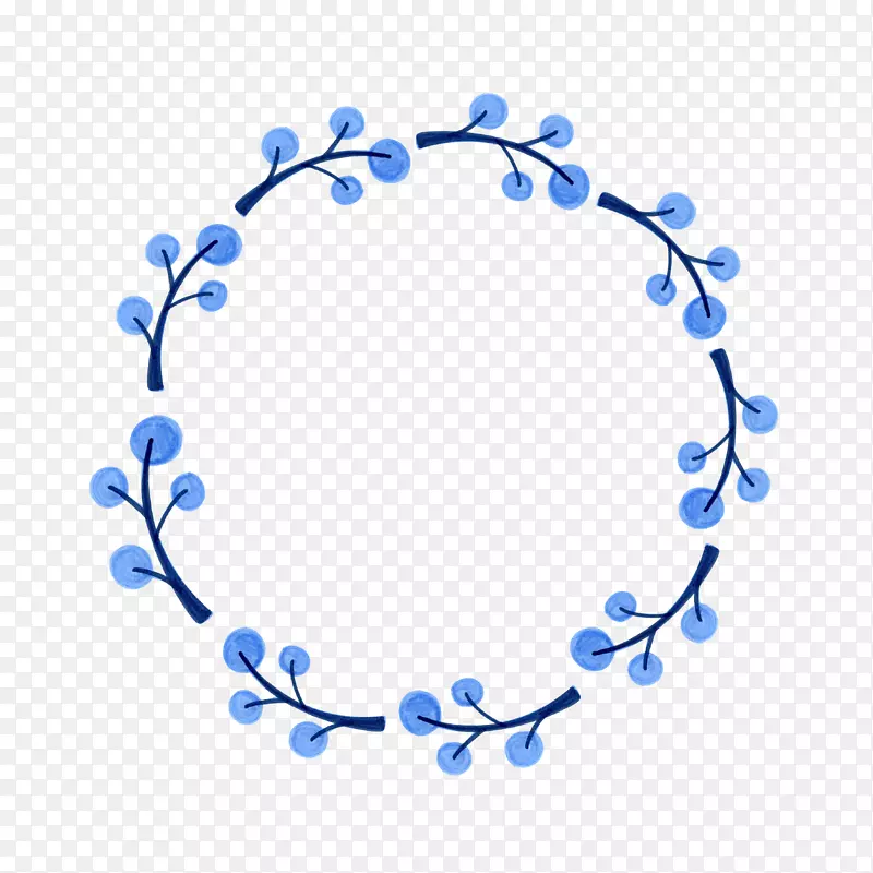 手绘蓝色圆环装饰素材