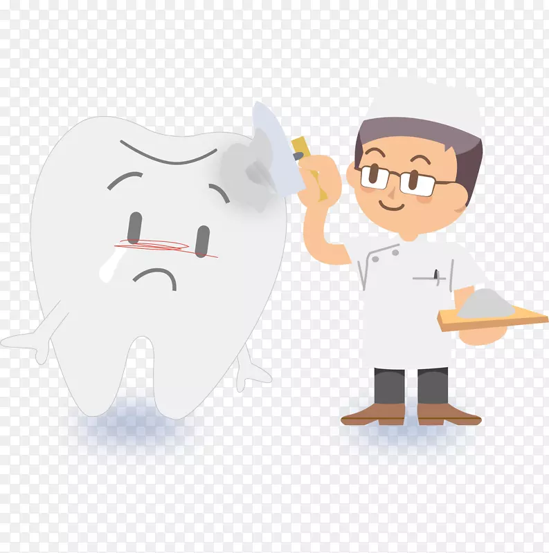 卡通牙医和牙齿简图