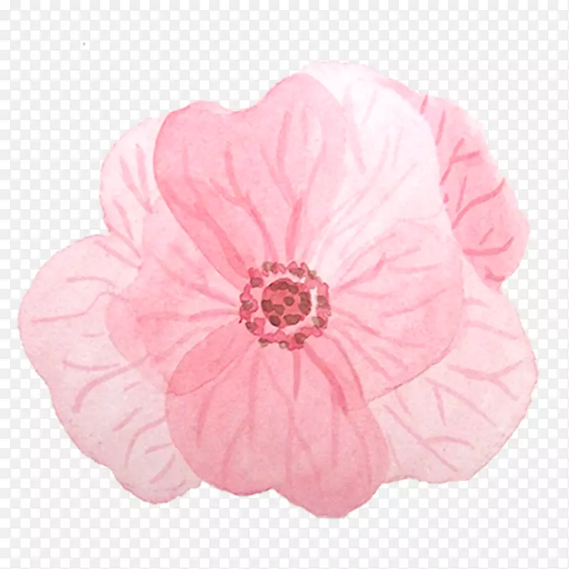粉红色花朵手绘水彩小清新动物植