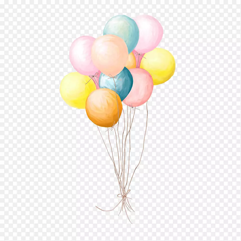 彩色立体手绘缤纷彩色气球装饰矢