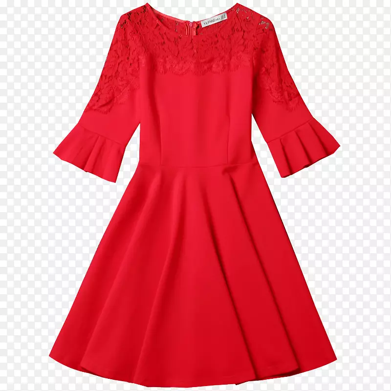 小香风性感红色连衣裙