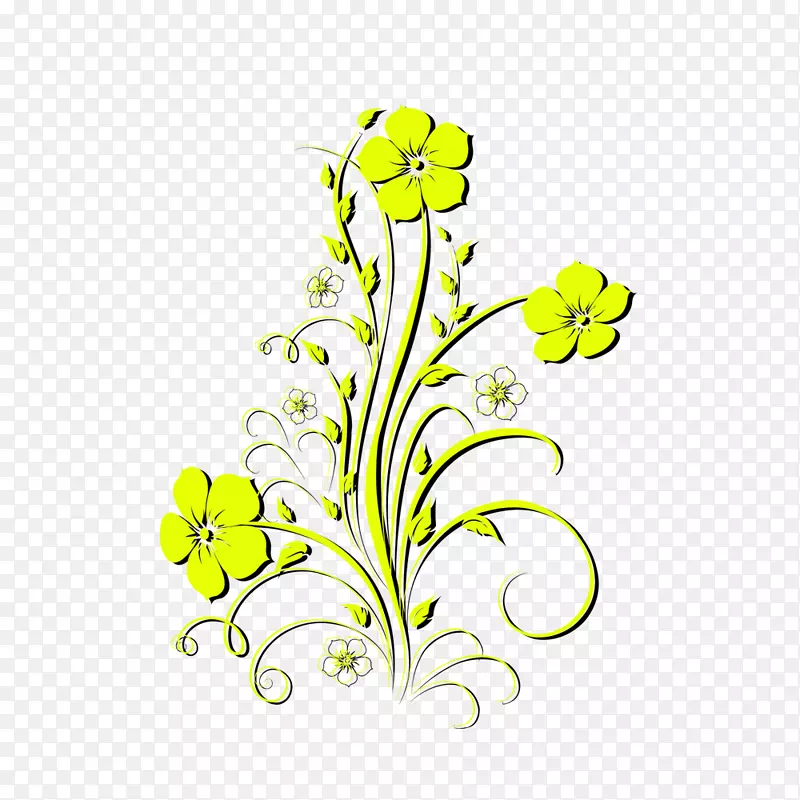 黄绿色复古花朵