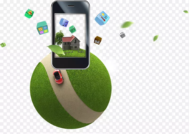 绿色环保地球和手机