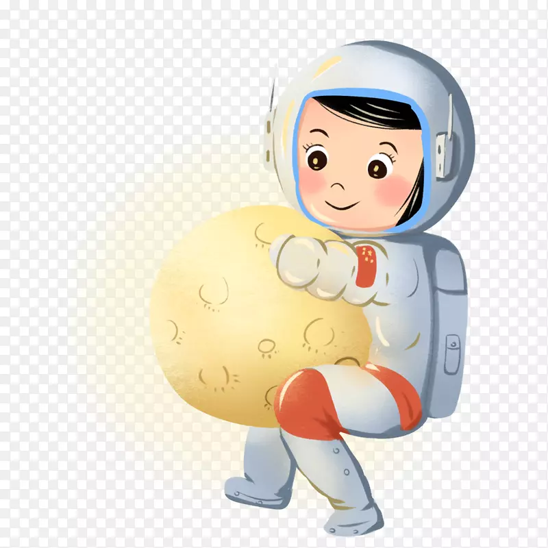 手绘卡通中国宇航员