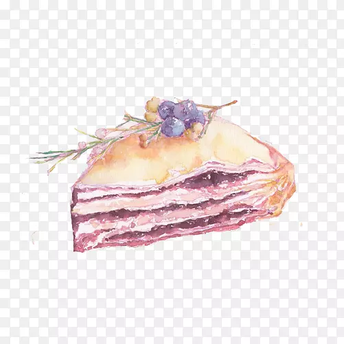 蓝莓夹心蛋糕手绘画素材图片