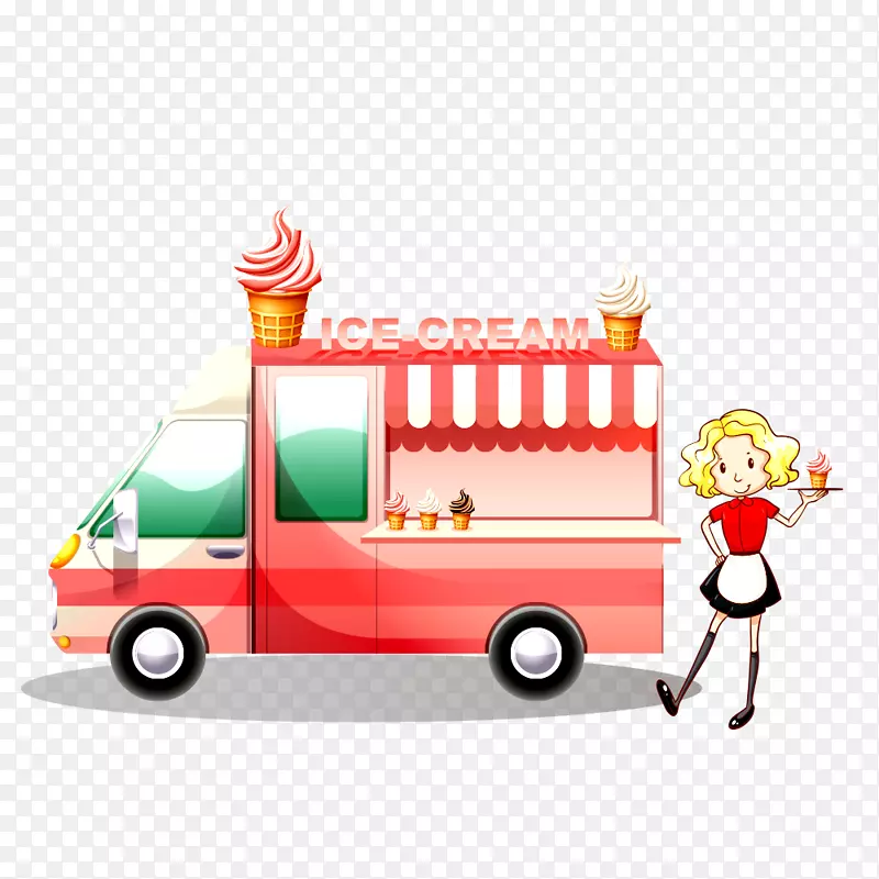 冰淇淋冷饮流动餐车矢量素材