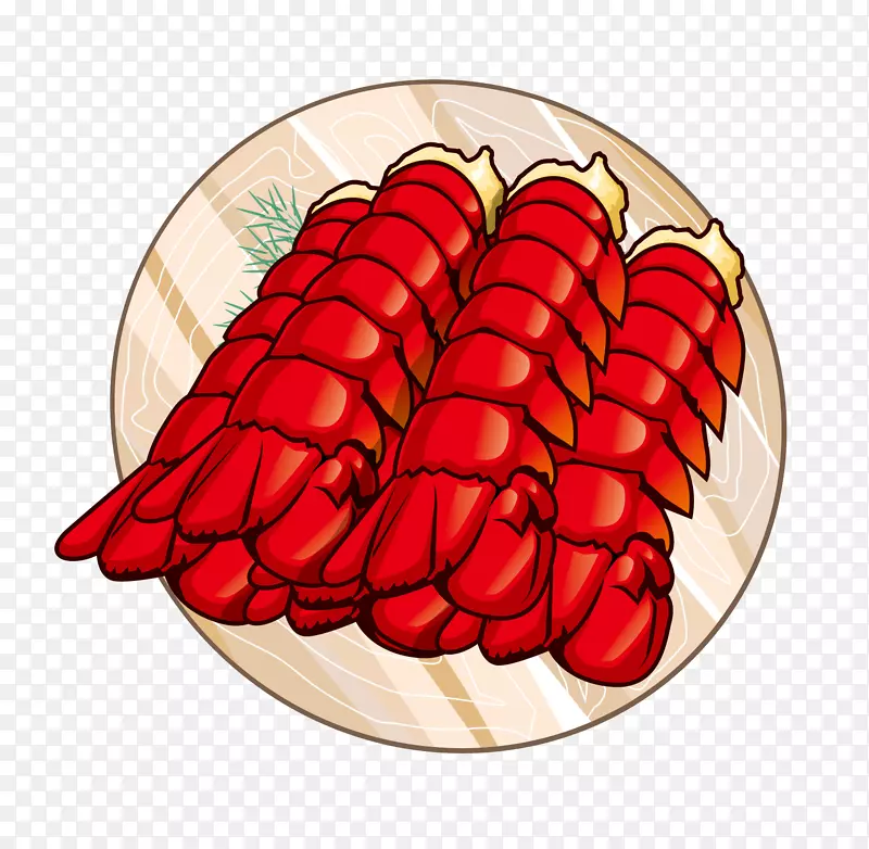 美味卡通红色小龙虾
