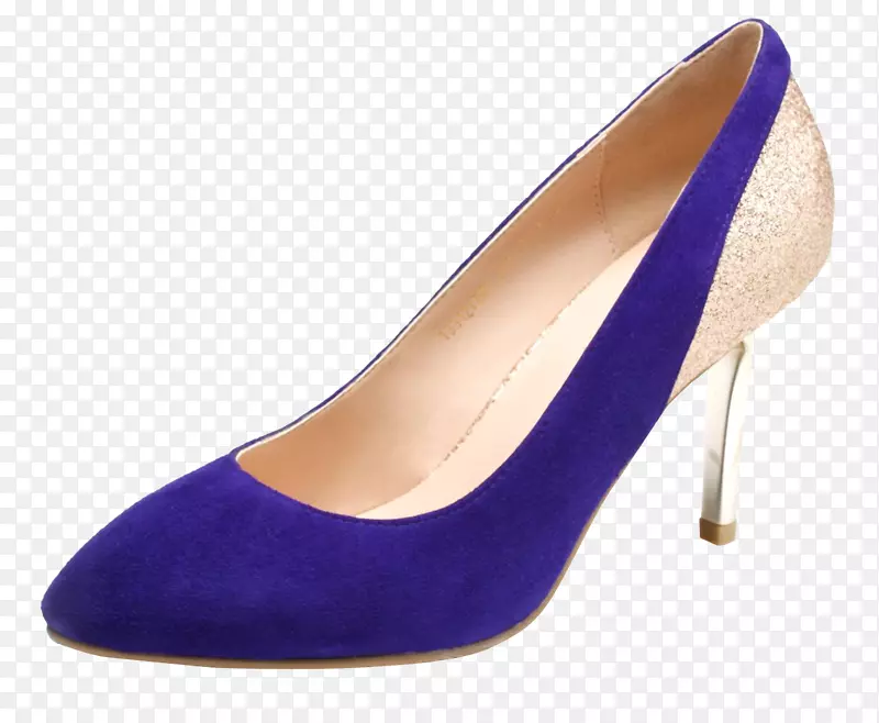 紫蓝色绒面高跟鞋