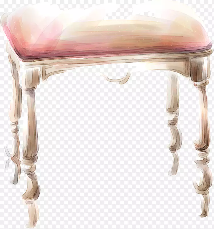 手绘室内粉色凳子