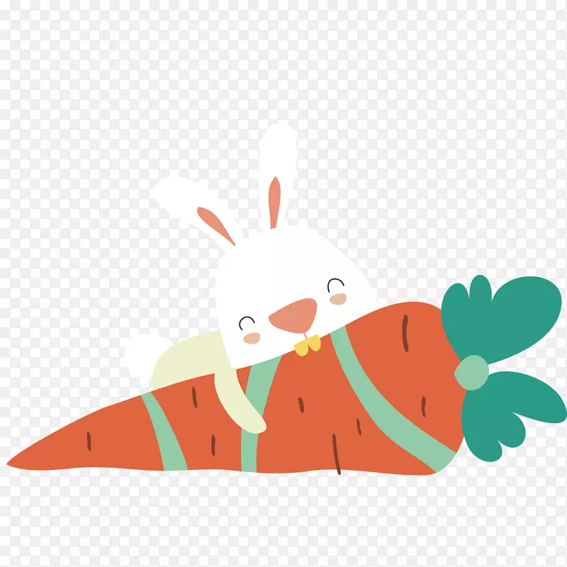 卡通吃大萝卜的兔子