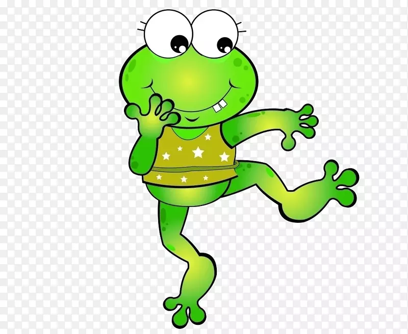 绿色大眼睛青蛙在跳舞
