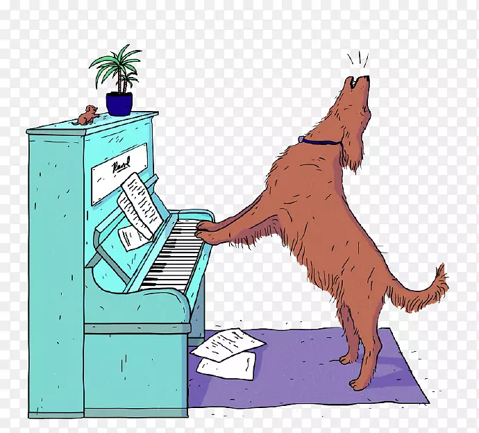 卡通弹钢琴小狗