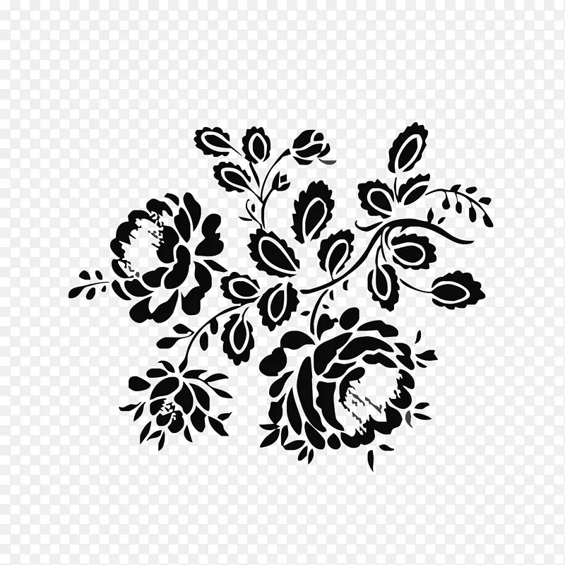 手绘黑白花朵PNG图片素材下载_图片编号7500366-PNG素材网