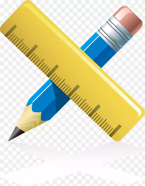 蓝色铅笔黄色直尺图案