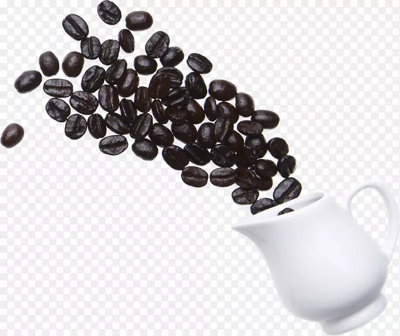 高清摄影形象黑色的咖啡豆茶杯海报