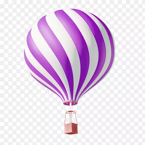 紫色清新热气球装饰图案