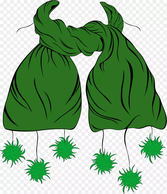 绿色缠绕卡通围巾