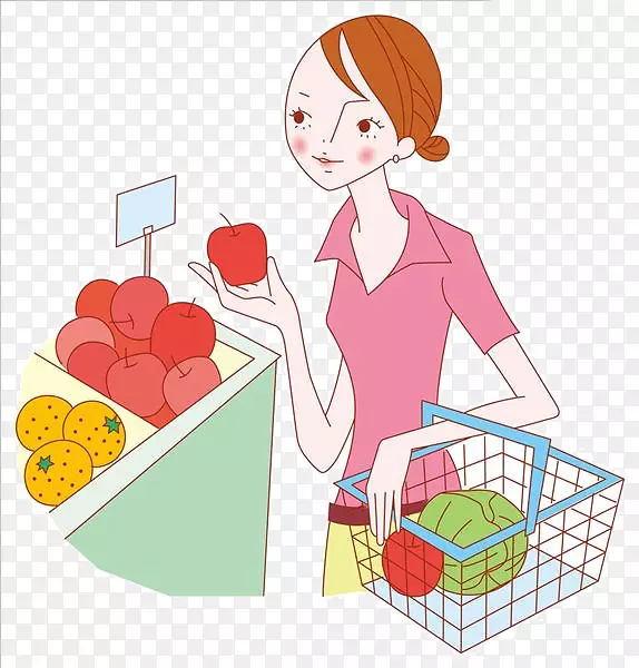 卡通女人买水果PNG图片素材下载_图片编号7503183-PNG素材网