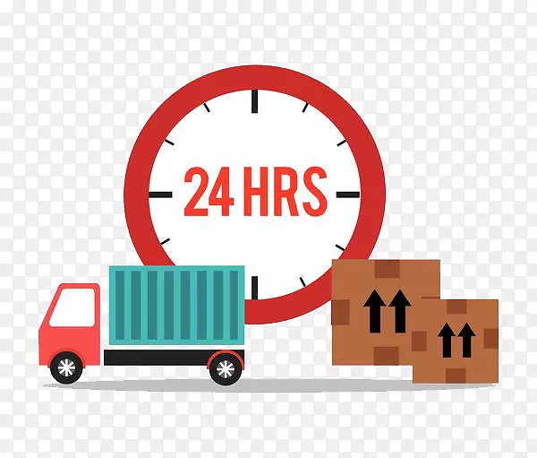 24小时运送产品的货车PNG