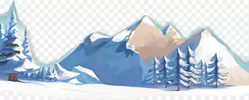 蓝色冬季雪地冰山