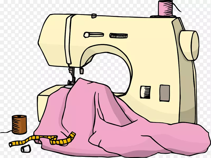 卡通手绘缝纫机机器