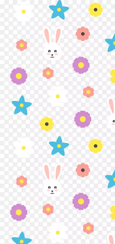 复活节多彩兔子花纹背景