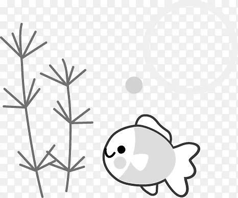 合成手绘效果吐水圈的小金鱼