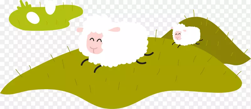 小羊吃草草地png矢量素材