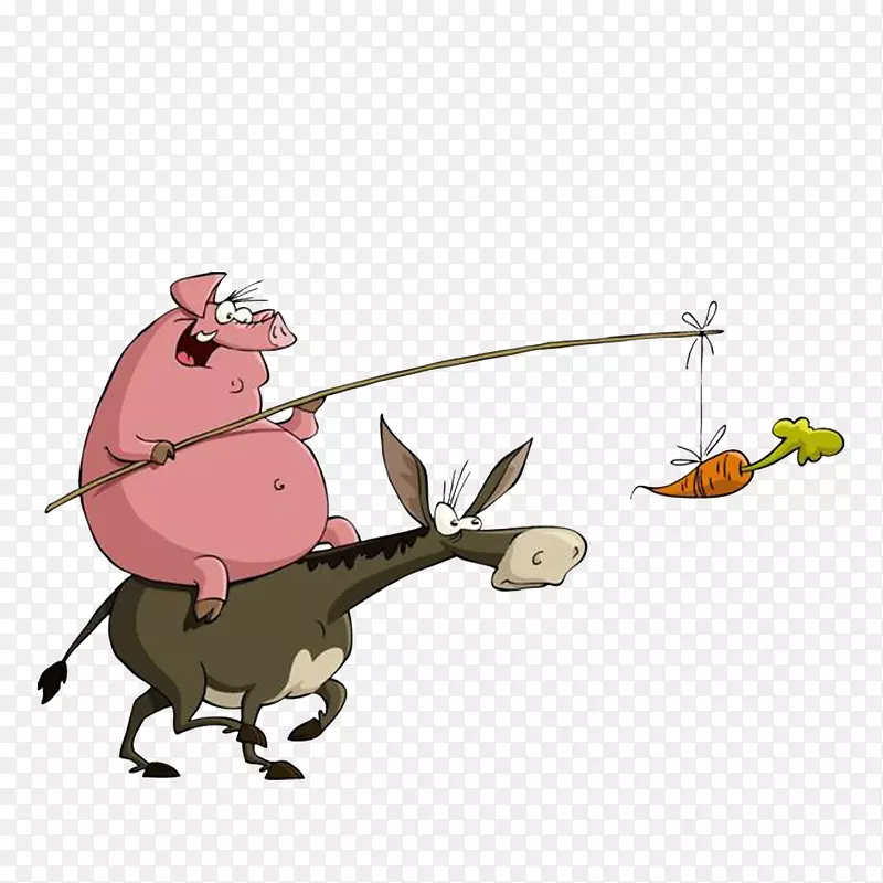 卡通老实驮着猪的驴素材