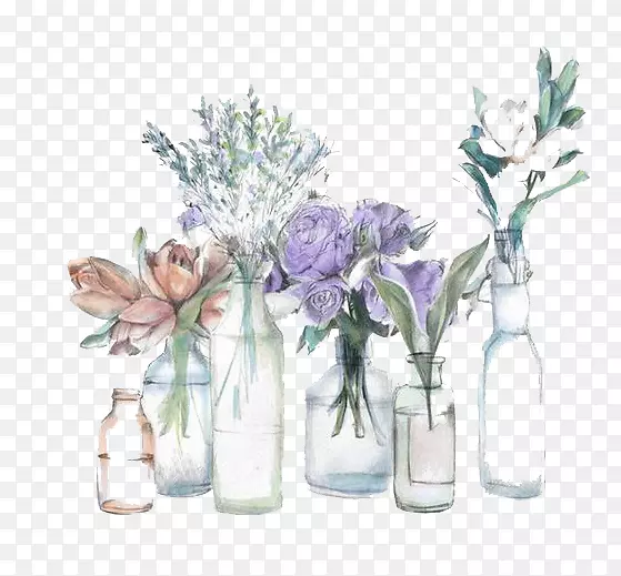 水彩花瓶