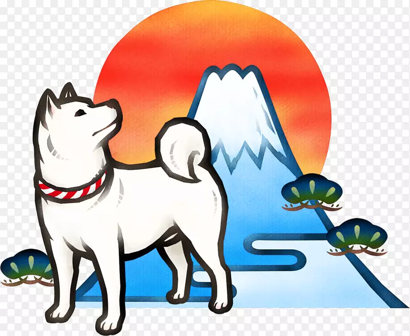 卡通小狗和风景手绘