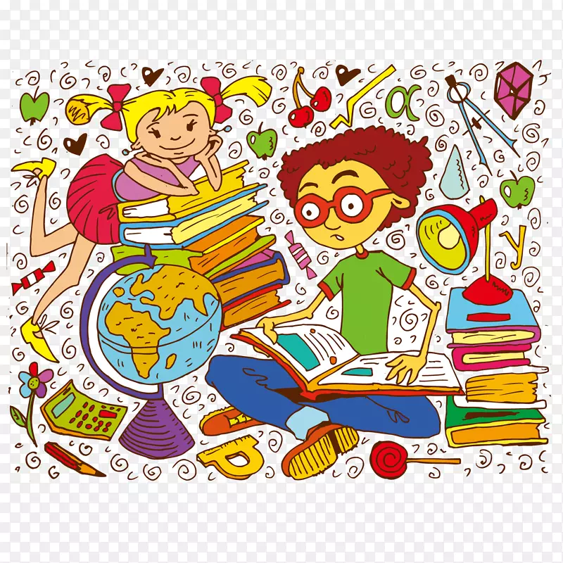 学生学习主题插画矢量素材图片PNG图片素材下载_图片编号7510532-PNG素材网