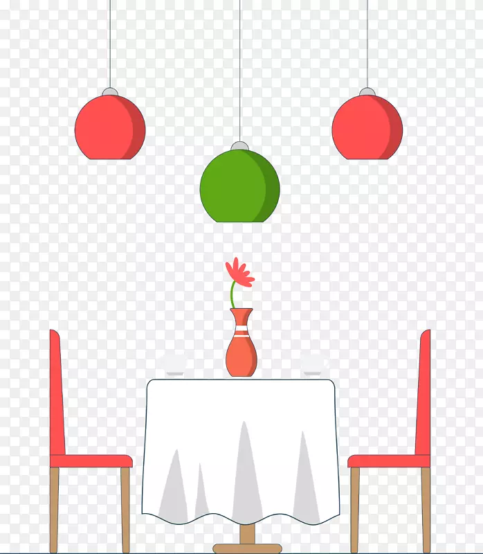 餐桌餐椅和挂灯卡通图