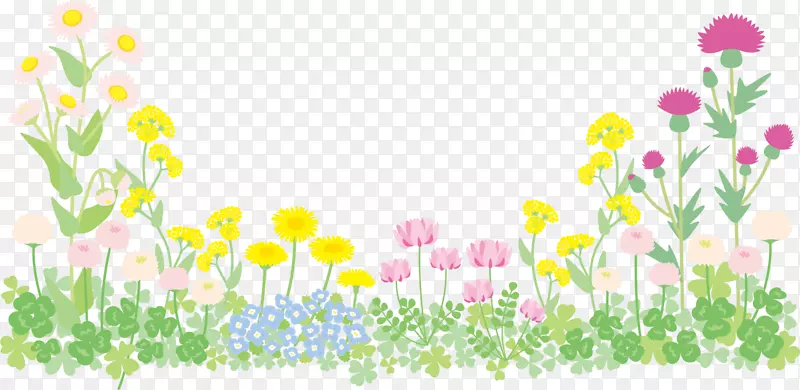 多彩美丽春季花丛