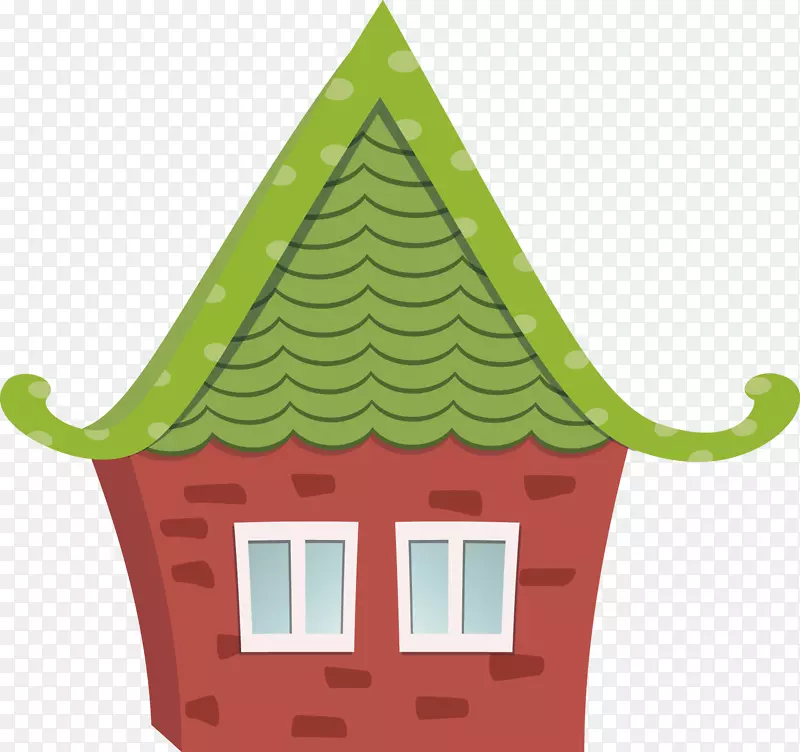 绿色卡通欧式屋顶素材