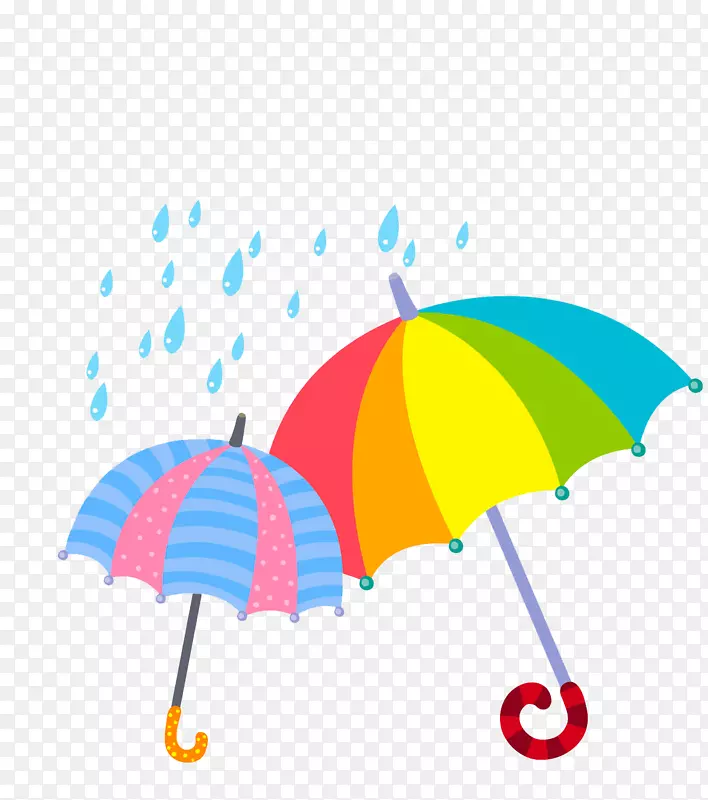 手绘可爱卡通雨伞插图